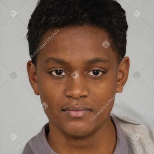 Neutral black young-adult male with short  brown hair and brown eyes