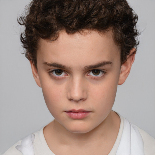 Neutral white child male with short  brown hair and brown eyes