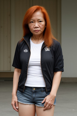 Indonesian 45 years female with  ginger hair