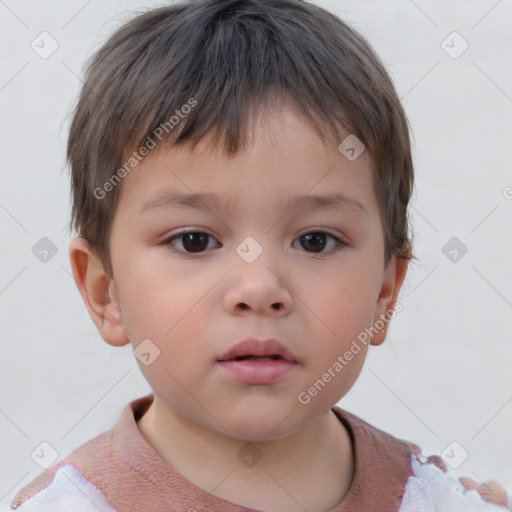 Neutral white child male with short  brown hair and brown eyes