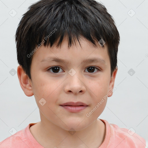 Neutral white child male with short  brown hair and brown eyes