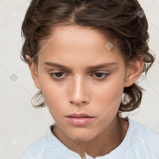 Neutral white child female with medium  brown hair and brown eyes