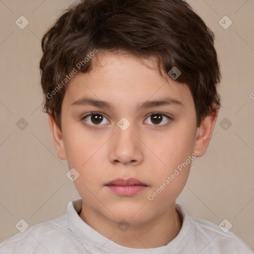 Neutral white child male with short  brown hair and brown eyes