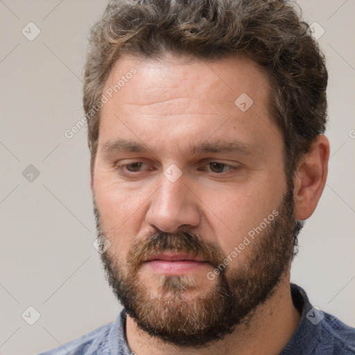 Neutral white adult male with short  brown hair and brown eyes