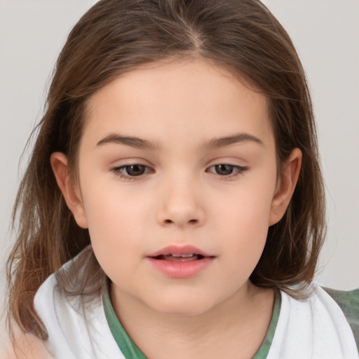 Neutral white child female with medium  brown hair and brown eyes