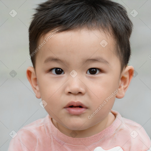 Neutral white child male with short  brown hair and brown eyes