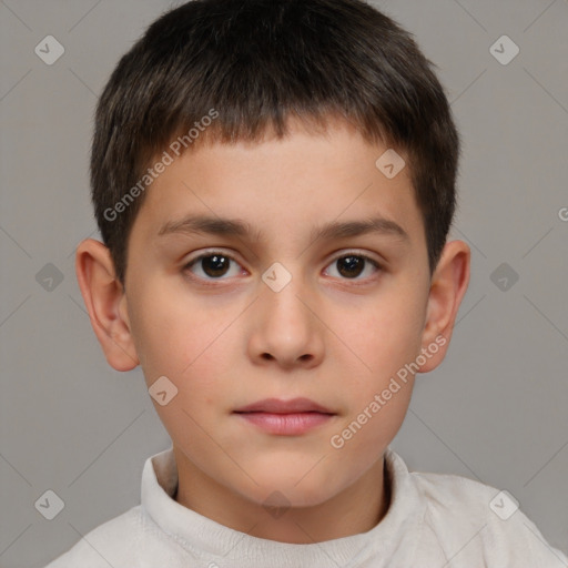 Neutral white child male with short  brown hair and brown eyes