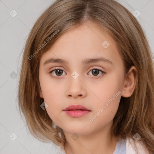 Neutral white child female with medium  brown hair and brown eyes