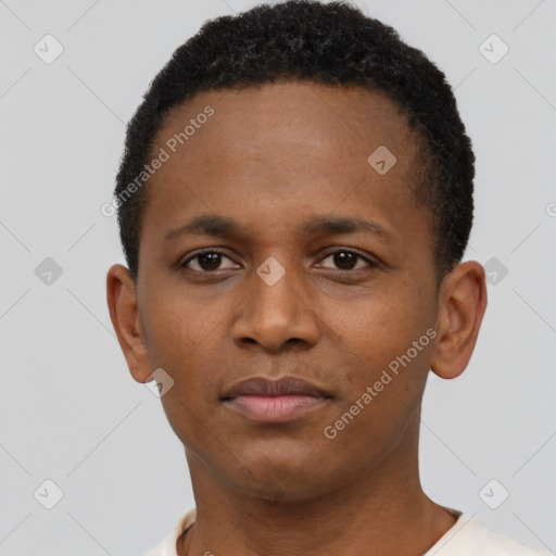 Neutral latino young-adult male with short  brown hair and brown eyes