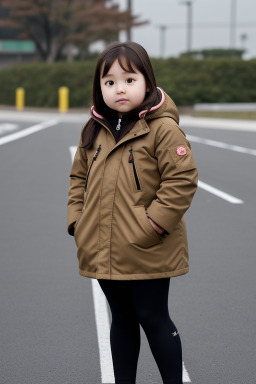 South korean child girl with  brown hair