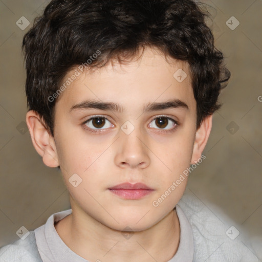 Neutral white child male with short  brown hair and brown eyes