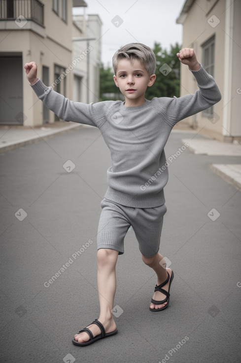 Ukrainian child boy with  gray hair