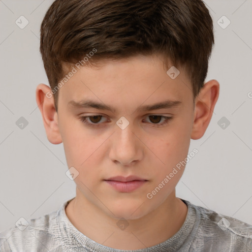 Neutral white child male with short  brown hair and brown eyes