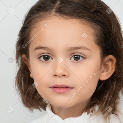 Neutral white child female with medium  brown hair and brown eyes