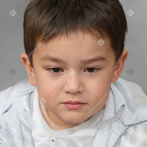 Neutral white child male with short  brown hair and brown eyes