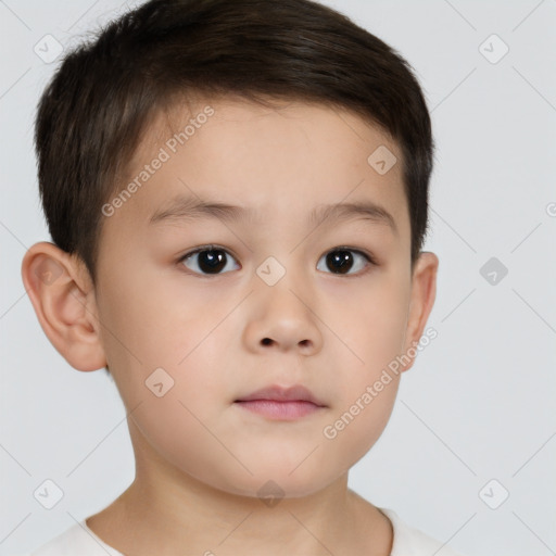 Neutral white child male with short  brown hair and brown eyes