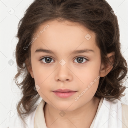 Neutral white child female with medium  brown hair and brown eyes