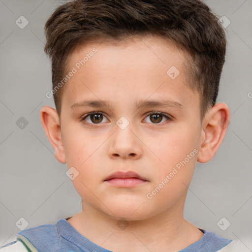 Neutral white child male with short  brown hair and brown eyes