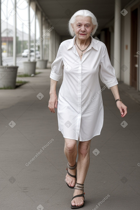 Russian elderly female with  white hair