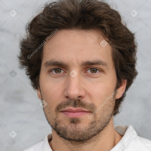 Neutral white adult male with short  brown hair and brown eyes