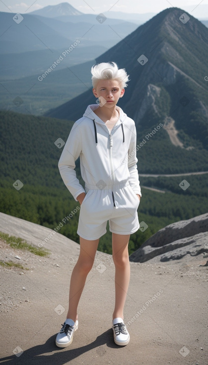 Czech teenager boy with  white hair