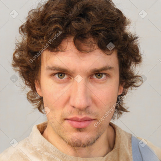 Neutral white adult male with short  brown hair and brown eyes