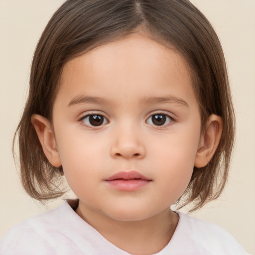 Neutral white child female with medium  brown hair and brown eyes