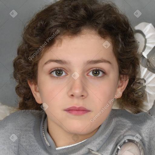 Neutral white child female with medium  brown hair and brown eyes