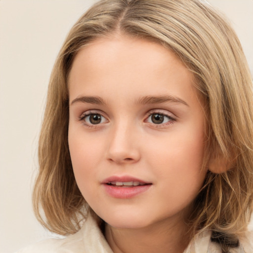 Neutral white child female with medium  brown hair and brown eyes