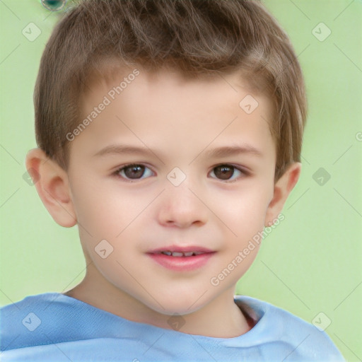 Neutral white child male with short  brown hair and brown eyes