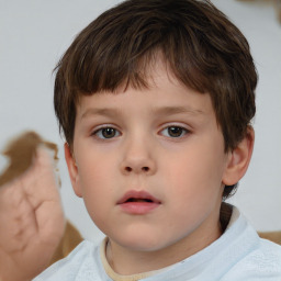 Neutral white child male with short  brown hair and brown eyes