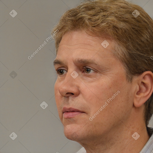 Neutral white adult male with short  brown hair and brown eyes