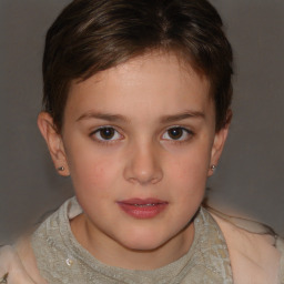 Neutral white child female with short  brown hair and brown eyes