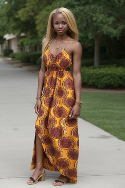African american adult female with  blonde hair
