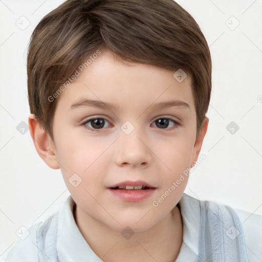 Neutral white child male with short  brown hair and brown eyes