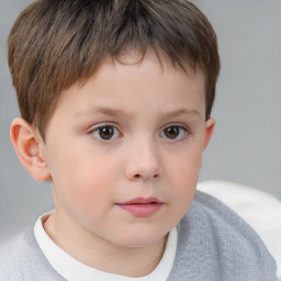 Neutral white child male with short  brown hair and brown eyes