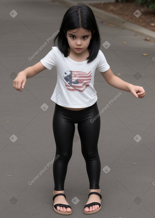 American child female with  black hair