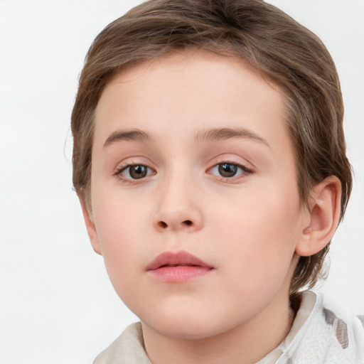 Neutral white child female with medium  brown hair and brown eyes