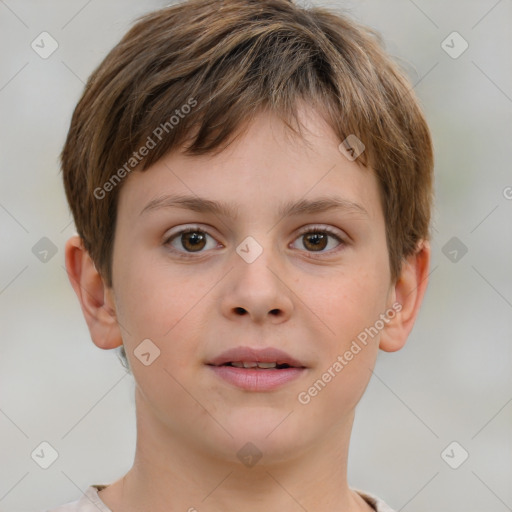 Neutral white child male with short  brown hair and brown eyes