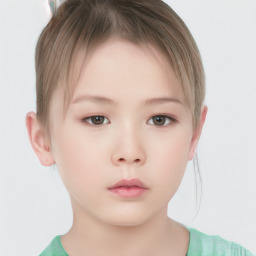 Neutral white child female with short  brown hair and brown eyes