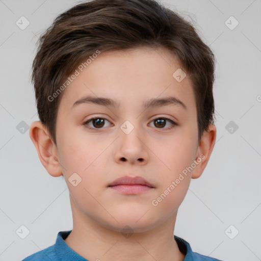 Neutral white child female with short  brown hair and brown eyes