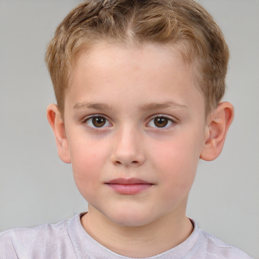 Neutral white child male with short  brown hair and brown eyes