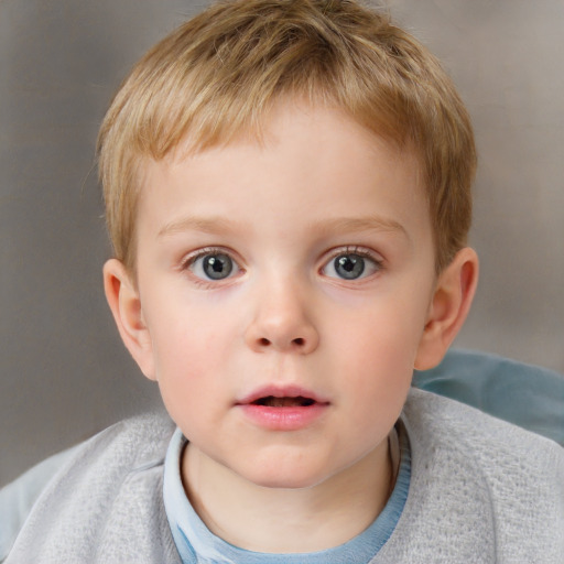 Neutral white child male with short  brown hair and blue eyes