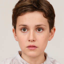 Neutral white child female with short  brown hair and brown eyes