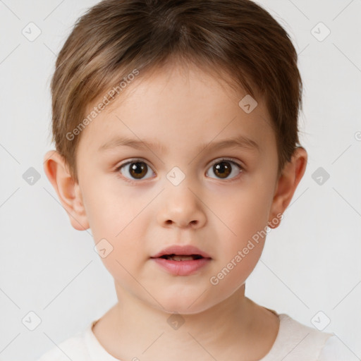 Neutral white child male with short  brown hair and brown eyes