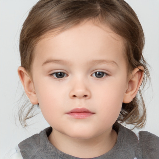 Neutral white child female with medium  brown hair and brown eyes