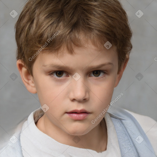 Neutral white child male with short  brown hair and brown eyes