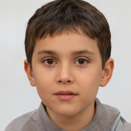 Neutral white child male with short  brown hair and brown eyes