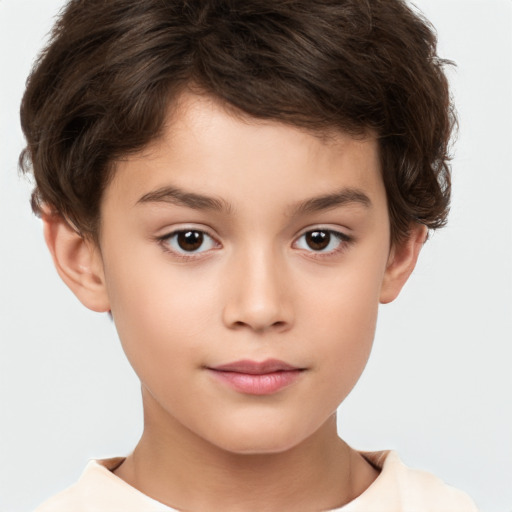 Neutral white child male with short  brown hair and brown eyes