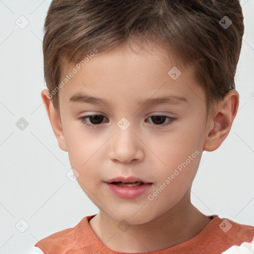 Neutral white child male with short  brown hair and brown eyes